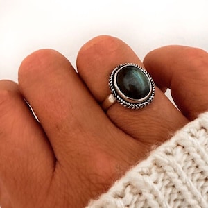 Labradorite Ring, 925 Sterling Silver Ring, Labradorite Jewelry, Natural Gemstone Ring, Handmade Decent Ring, Birthstone Anniversary Gift