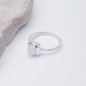 Sterling Silver Moonstone Ring, Silver Rainbow Moonstone Stacking Ring, June Birthstone Ring, Bezel Set Gemstone Ring, Moonstone Ring