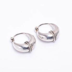 925 Sterling Silver Bali Hoop Earrings | Handmade Boho Tribal Earrings | Ethnic Vintage Style Jewelry | Small Bali Hoops for Women