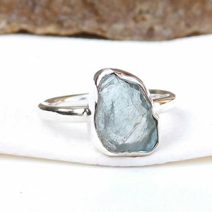 Aquamarine Ring, Natural Blue Aquamarine Ring, Aquamarine Jewelry, Sterling Silver Ring