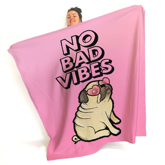 Kein Bad Vibes Mops Süße Spruch Mops Fleece Decke Etsy