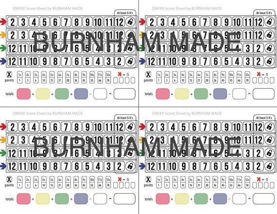 QUIXX Game Score Sheets 2 Versions - Etsy