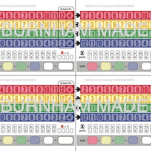Hojas de puntuación del juego QUIXX - 2 versiones