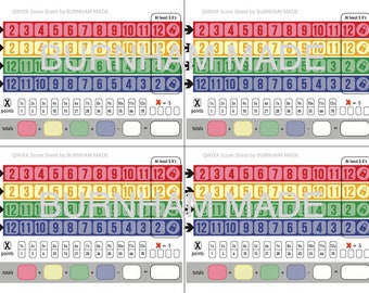 QUIXX Spielstandsbögen - 2 Versionen