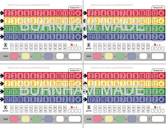 QUIXX Game Score Sheets 2 Versions - Etsy