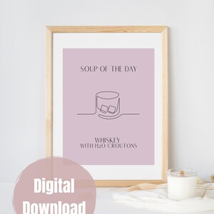 Whiskey Print, Girls Art, Drinks Trolley, Drinks Cabinet, Fun Art, Friends, Pink Wall Art, Alcohol Gifts, Kitchen Art, Bar Wall Art.