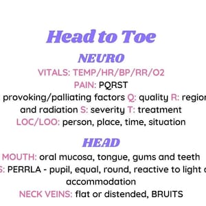 Head to Toe Nursing Assessment with Vital Signs and Common Abbreviations