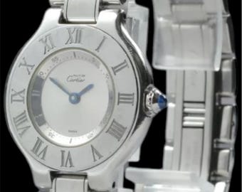 Cartier vintage must de silver 21 womens watch authentic pre owned