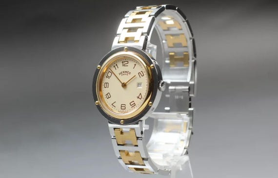 Hermes Two-tone Silver and Gold  Bracelet Watch Vintage Hermès Paris Two-tone Watch | Swiss Made Clipper  main image 4