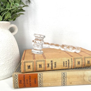 Lead Crystal Gavel | Vintage | Judge | Courtroom | Juducial | Display | Paperweight | Star Pattern