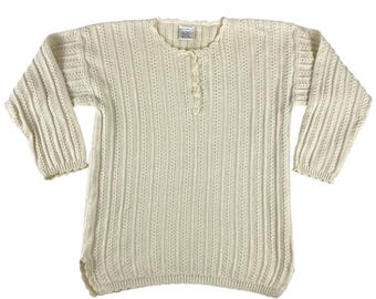 Chunky Cable Knit Sweater | Vintage 80’s | Ivory Jumper | Women’s Size Large | Fisherman Sweater | Cottagecore