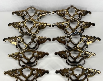 Antiqued Gold Pierced Bail Pull Drawer Handle | Set Of 10 | Vintage | Dresser Handle | Reclaimed | Furniture Hardware | Scalloped Edge