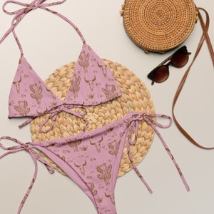 Western Bikini String Bikini Skull Bikini Cactus Bikini Pink Two Piece Desert Bikini Tiny Bikini Swimwear Plus Size Bikini Boho Swimsuit