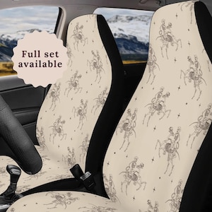 Skeleton Cowboy Car Seat Cover Western Steering Wheel Cover 16th Birthday Gift Beige Car Seat Covers Cute Car Seat Covers Car Sun Shade