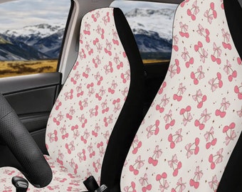 Cherry Bow Car Seat Cover Steering Wheel Cover For Women 16th Birthday Gift Boho Car Seat Covers Cute Car Seat Covers Coquette Car Sun Shade