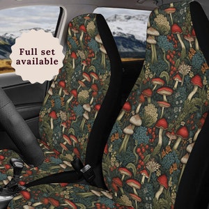 Forestcore Mushroom Boho Car Seat Covers Witchy Car Seat Cover Steering Wheel Cover For Women Cute Car Seat Covers For Vehicle Car Sun Shade