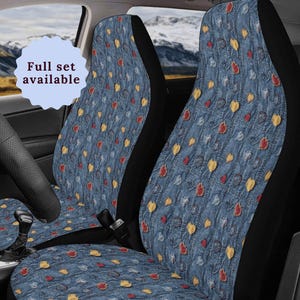 Denim Effect Patchwork Car Seat Cover Heart Steering Wheel Cover Cute Car Seat Covers Full Set Boho Car Seat Cover For Vehicle Car Sun Shade