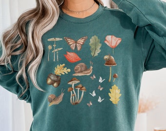 Mushroom Sweatshirt Snail Shirt Moth Shirt Mushroom Sweater Moth Sweater Cottage Core Sweater Goblincore Sweater Comfort Colors Sweatshirt