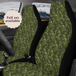 Green Moss Cottagecore Car Seat Covers Faux Moss Effect Car Accessories Boho Steering Wheel Cover Witchy Seat Covers Forestcore Car Interior