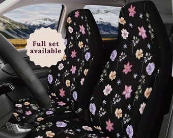 Cottagecore Boho Daisy Car Seat Covers Car Accessories For Women Boho Steering Wheel Cover Cute Car Accessories Interior Floral Seat Covers