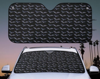 Black Bats Goth Car Accessories Witchy Windshield Sunshade Steering Cover Wheel Car Seat Cover Whimsigoth Car Accessories Interior Car Decor