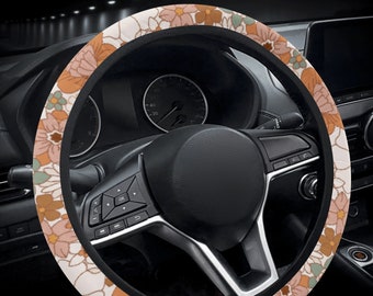 Retro Daisy Steering Wheel Cover Car Accessories For Women Boho Seat Cover Cute Car Accessories Interior Floral Car Accessories Women Cute