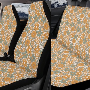 Floral Car Seat Cover Car Accessories For Women Boho Steering Wheel Cover For Women Cute Car Accessories Interior Sage Green Car Seat Cover