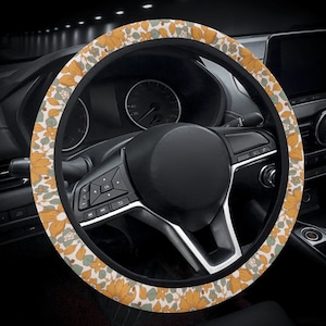 Floral Steering Wheel Cover Car Accessories For Women Boho Car Seat Cover For Women Cute Car Accessories Interior 70s Retro Car Seat Cover