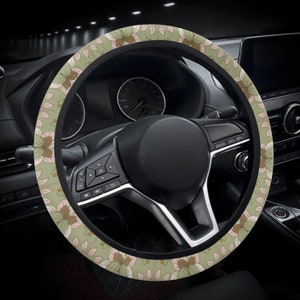 Floral Steering Wheel Cover Car Accessories For Women Boho Steering Wheel Cover Cute Car Accessories Interior Green Steering Wheel Cover