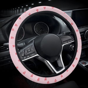 Heart Steering Wheel Cover Pink Car Seat Cover For Women Cute Car Accessories Interior Kawaii Coquette Car Seat Covers For Vehicle Full Set