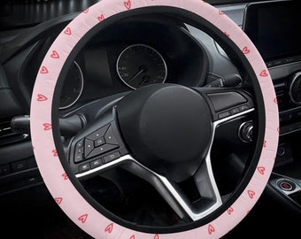 Heart Steering Wheel Cover Pink Car Seat Cover For Women Cute Car Accessories Interior Kawaii Coquette Car Seat Covers For Vehicle Full Set