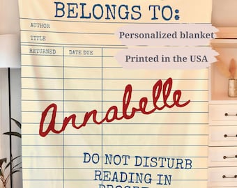 Personalized Library Card Blanket Customizable Blanket Cozy Book Lover Gift Custom Book Blanket Custom Reading Blanket Book Lover Gift