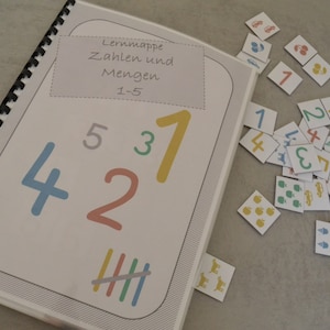 Numbers and Quantities 1-5 PDF Download Learning Folder/ Velcro Folder, Kindergarten, Preschool, Montessori, Busy Book, Teaching Material, Homeschooling