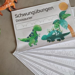 Ejercicios de swing DINOS, ejercicios de seguimiento, seguimiento, ejercicios de escritura, preescolar Montessori, escuela primaria, trabajo libre, educación en casa