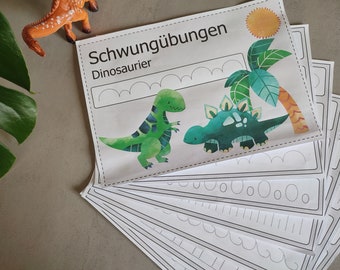 DINOS swing exercises, tracing exercises, tracing, writing exercises, Montessori preschool, elementary school, independent work, homeschooling