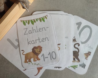 Numbers 1-10 flashcards wild animals, flashcards numbers, learning to count Montessori, PDF download, numbers kindergarten, preschool, elementary school