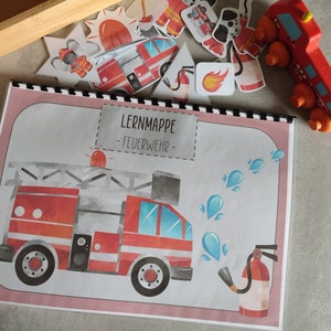 Fire brigade learning folder/ Velcro folder, PDF download, busy book, learning binder, Montessori kindergarten, preschool, elementary school, special needs school