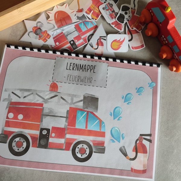 Feuerwehr Lernmappe/ Klettmappe, PDF Download, Busy Book, Learning Binder, Montessori Kindergarten, Vorschule, Grundschule, Förderschule