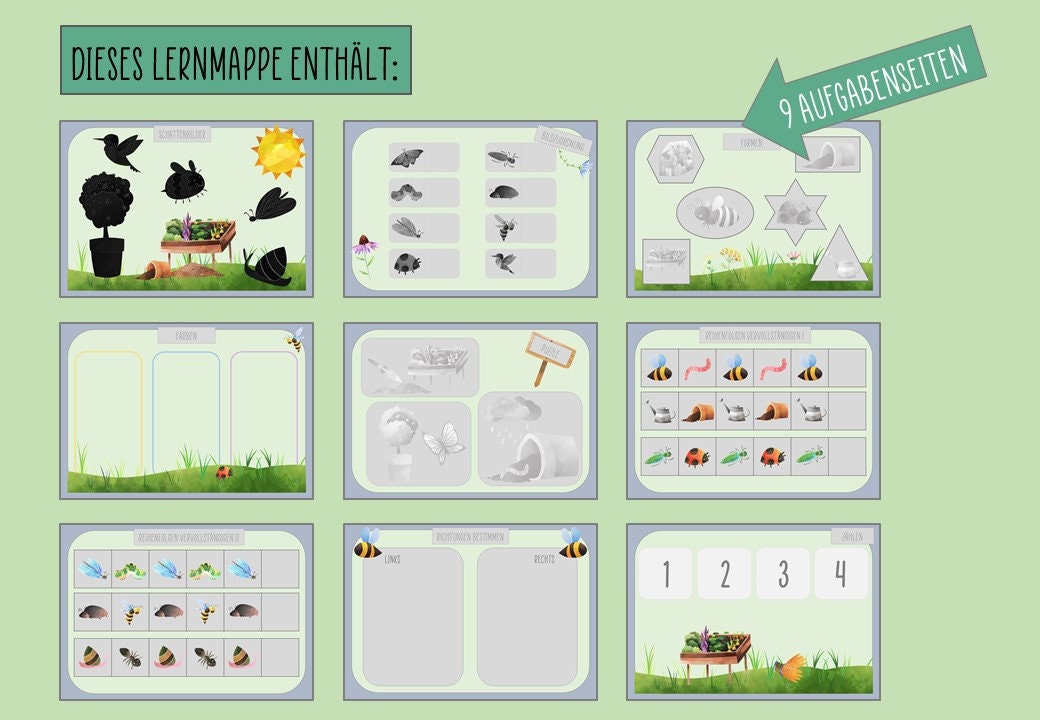 FRÜHLING Lernmappe/ Klettmappe, PDF Download, Montessori Lernmaterial