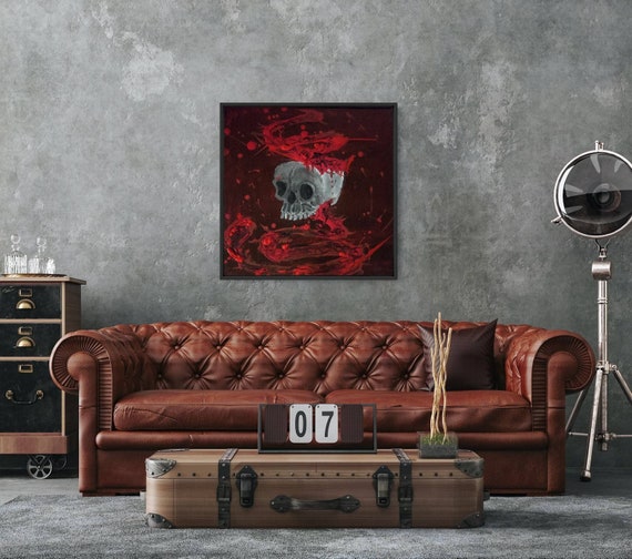 Tartarus /Room skull painting / wall art | Dark painting | Skull Illusion Home Decor | Acrylic Textured | Skull Gift | Painting by PiccTek