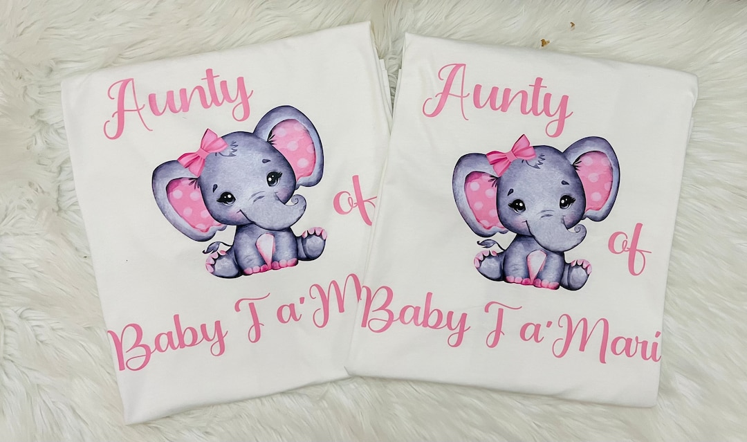 Baby Shower Matching Shirts. Baby Shower Elefant Shirts.pink Elephant