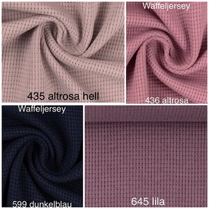 Waffle jersey Swafing Clarissa in 25 colors for DIY projects, unique fabrics image 5