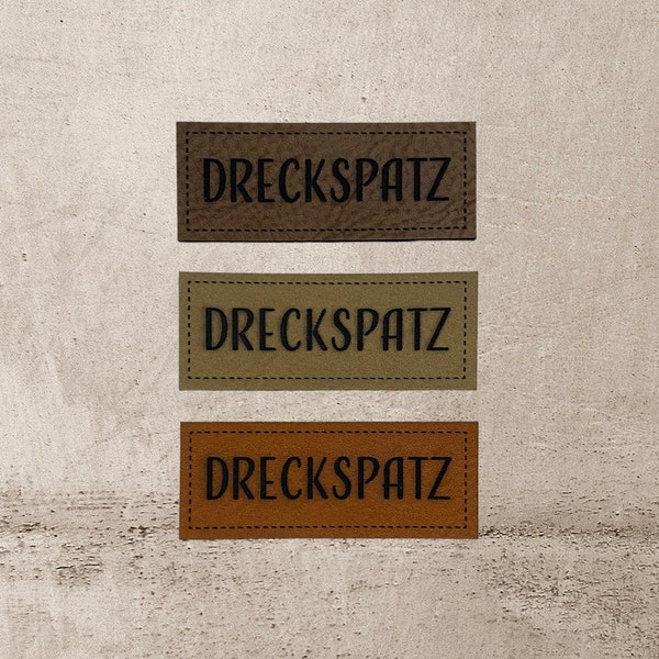 Kunstleder Label | 2x5 cm | Dreckspatz | Patch | Aufnäher | Patches | Etiketten | verschiedene Farben