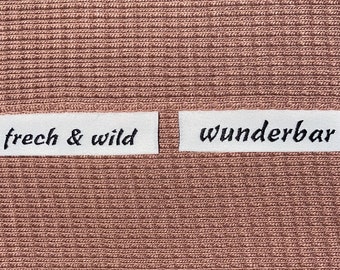 Weblabel | frech & wild wunderbar | weiß | Patch | Aufnäher | Patches | Etiketten | verschiedene Farben