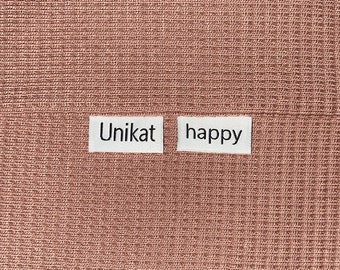 Weblabel | happy/Unikat | weiß | Patch | Aufnäher | Patches | Etiketten | verschiedene Farben