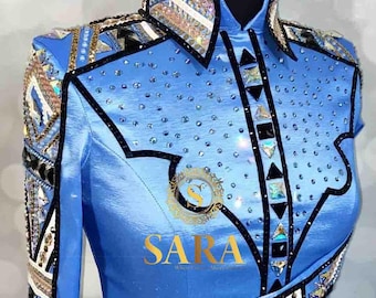 Camisa de apresentação estilo faroeste, camisa para equitação, camisa para show de adestramento, camisa feita à mão, tamanho personalizado SS-44