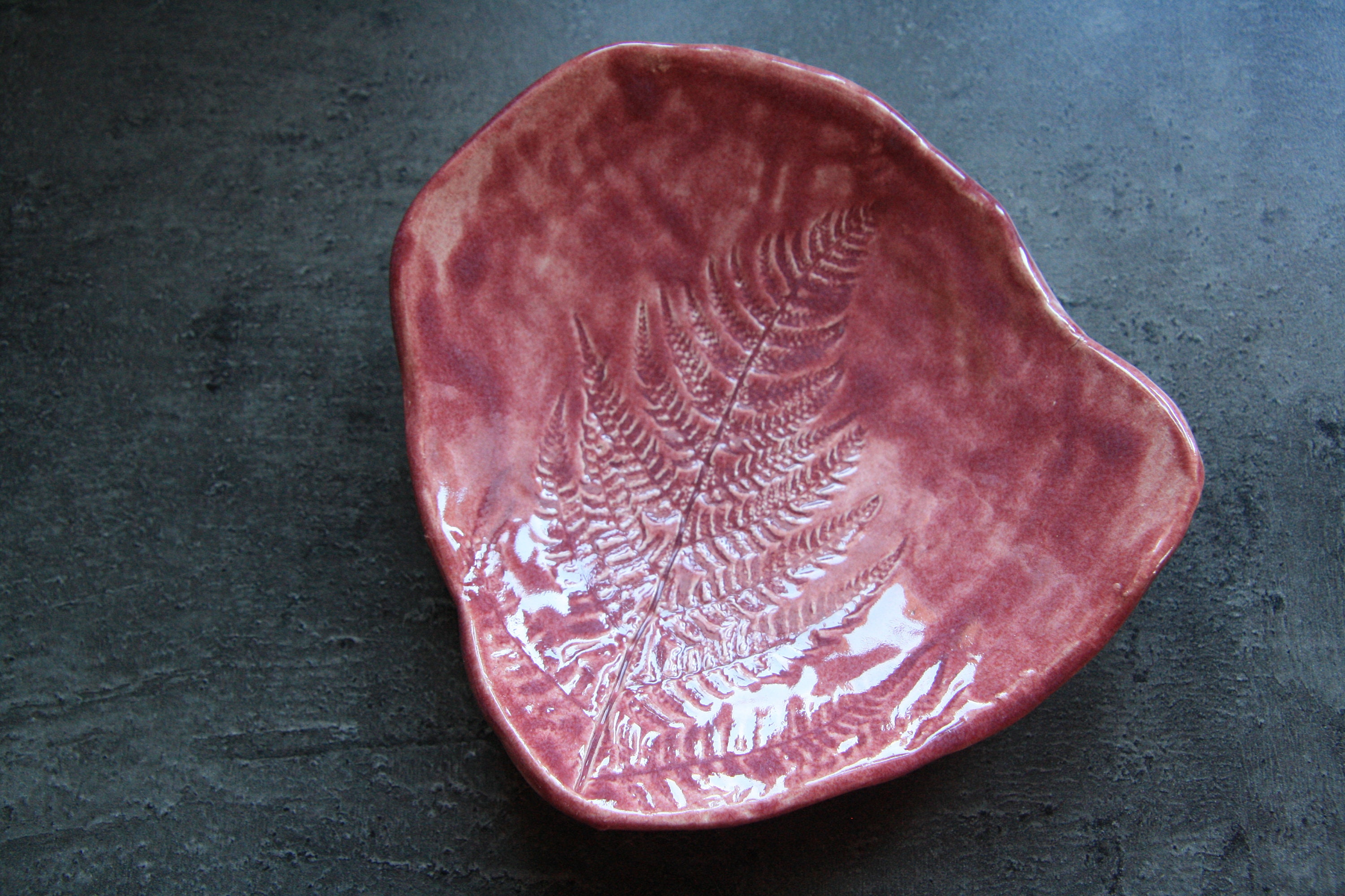 Coupelle ou Vide Poche Rose Motif Fougère