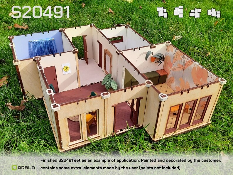 Wooden Dollhouse Furniture Kit Creative Kids Gift Modern Etsy