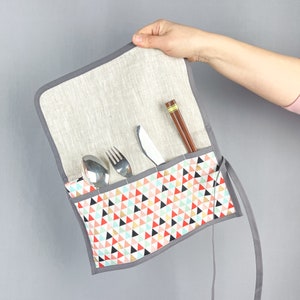 Portaposate con triangolo tovagliolo, borsa portaposate, rotolo portautensili, portaposate