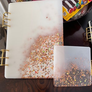 custom resin notebook and coaster